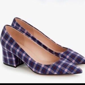 J. Crew Laney Pumps in Plaid Royal Petunia